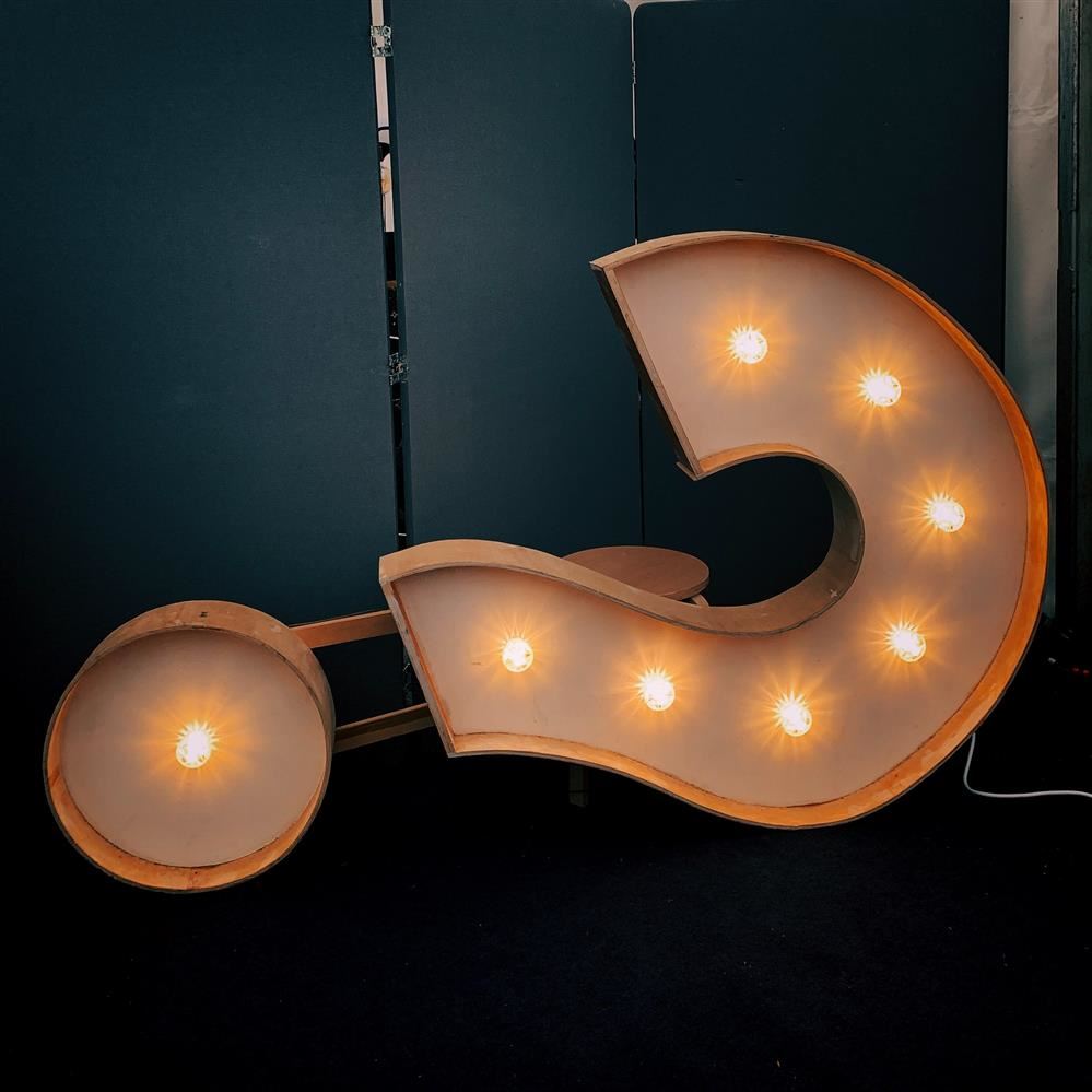 Question mark with lights