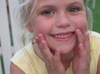 This is a picture of an enthusiastic first grader! 