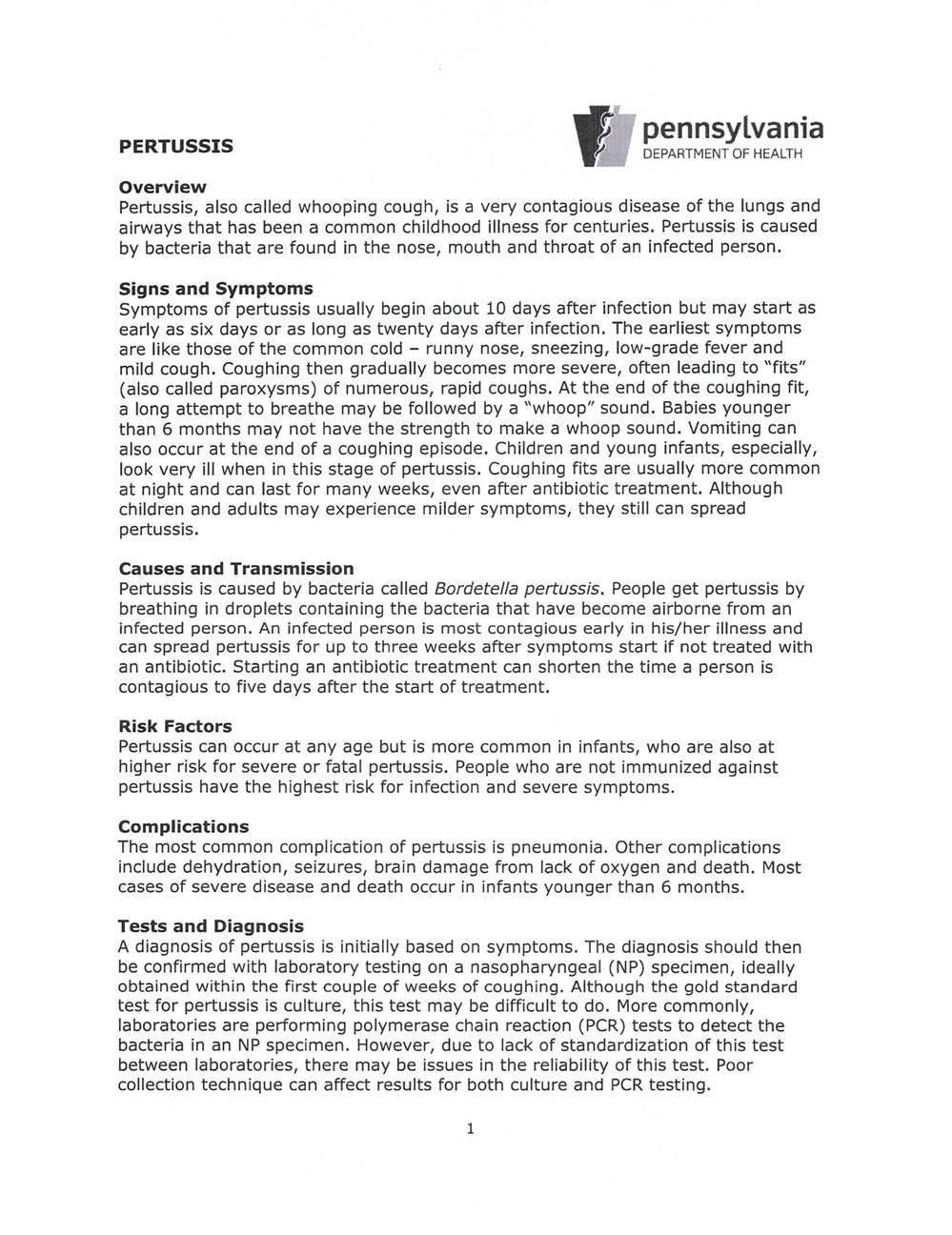 Pertussis Fact Sheet