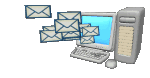 Computer shooting envelopes out of the screen 